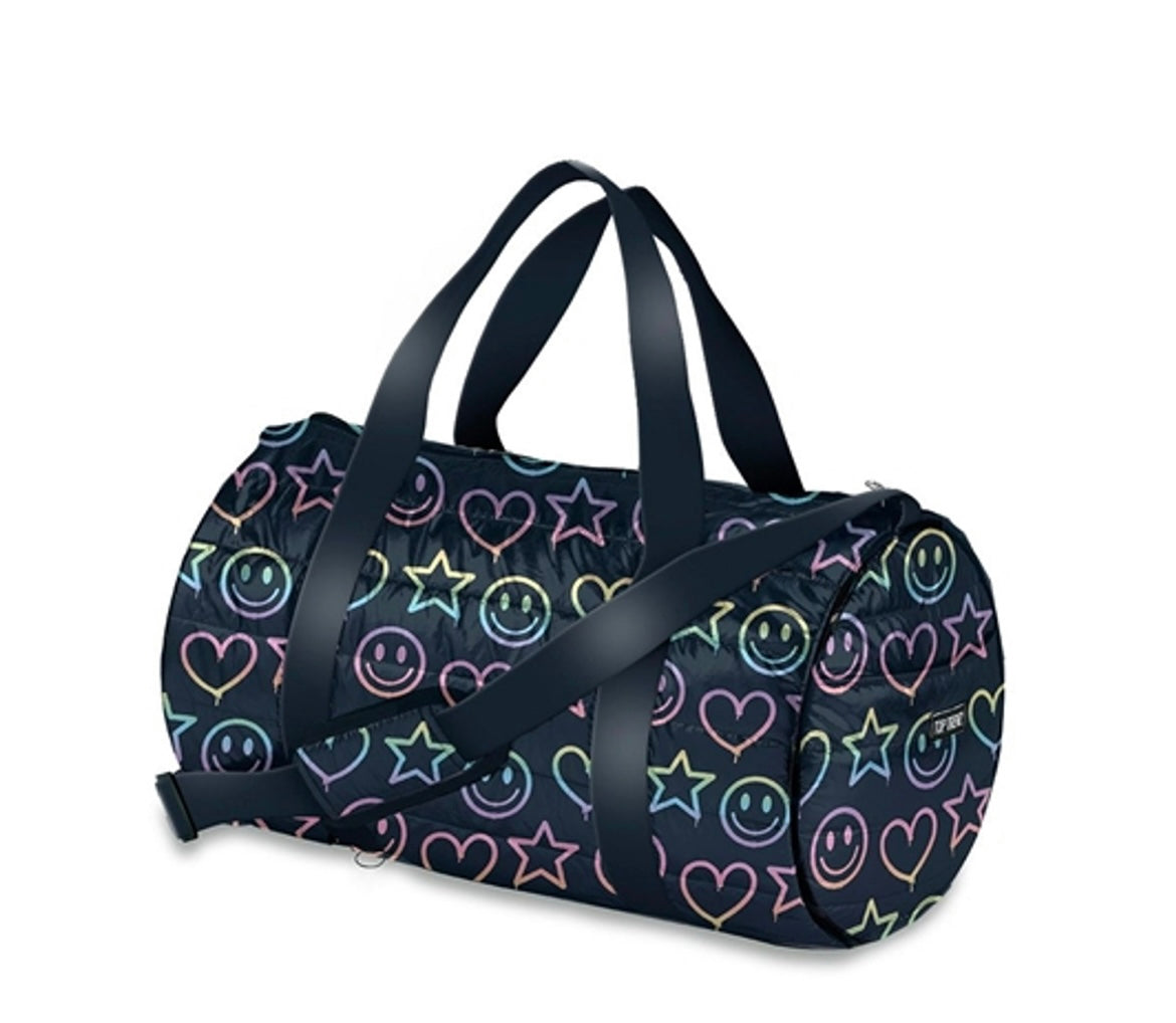 Top Trenz Navy Drip Heart Puffer Duffle Bag WrappedRhodeIsland