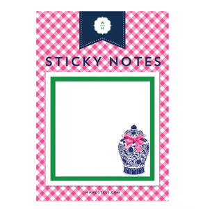 GINGER JAR WITH PINK BOW SINGLE STICKY NOTE