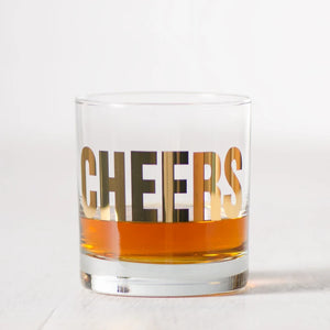 Set of 2 Vital Industries 20k Gold Cheers Rocks Glass